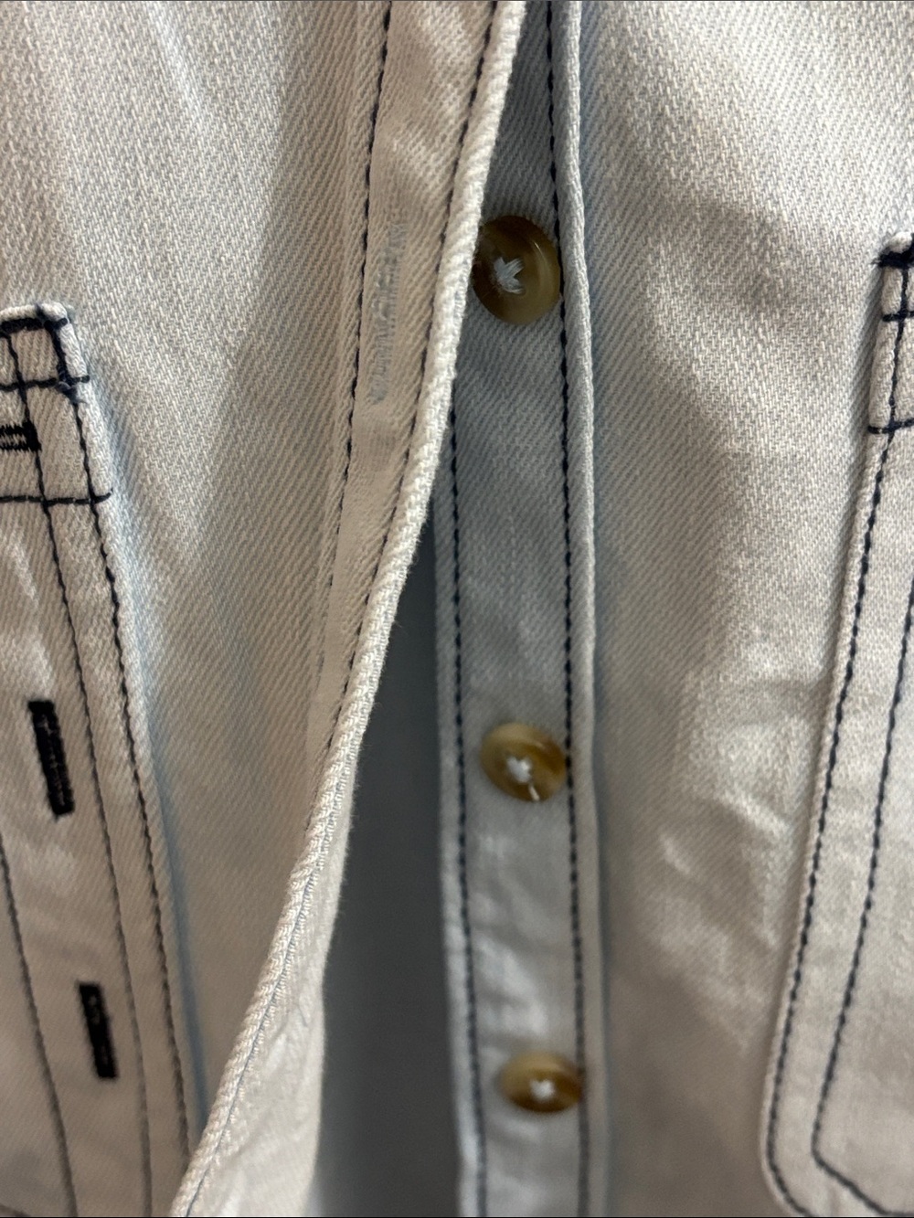 Pilcro Light Blue Button-Down Shirt Jacket with Sleeve Patch Cotton - M - Picture 7 of 10